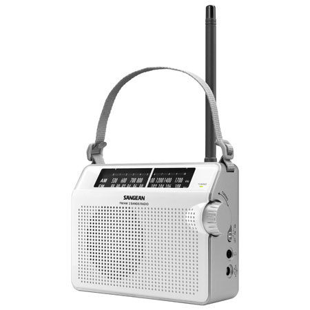Sangean FM/AM Compact Analogue Tuning Portable Receiver, 4 ohm Impedance, White
