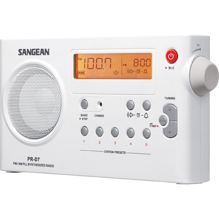 Sangean FM/AM Compact Digital Tuning Portable Receiver, 87.5-108, 76-90 CH1, 2, 3 MHz FM Frequency, White