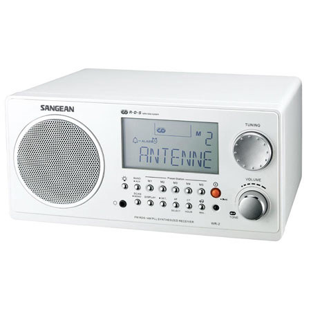 Sangean FM-RDS (RBDS)/AM Wooden Cabinet Table Top Digital Tuning Receiver, White