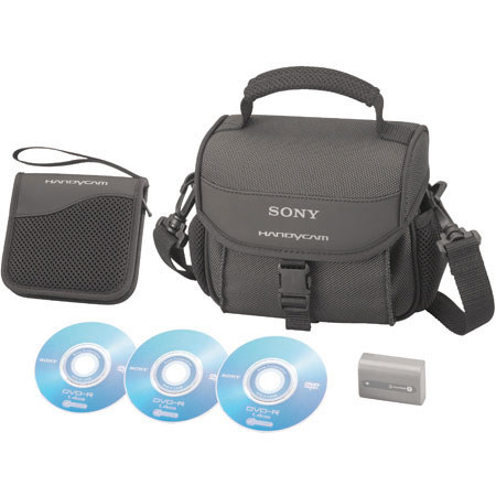 Sony Handycam Camcorders Accessory Kit with Carrying Case, Battery, 3 Mini DVD Discs &amp; DVD Disc Case image
