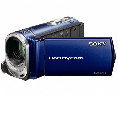 Sony DCR-SX44 4GB Flash Memory Handycam Camcorder, Carl Zeiss Vario-Tessar Lens, 60x Optical/2000x Digital Zoom Lens, 2.7&quot; Touch Panel LCD, Blue image