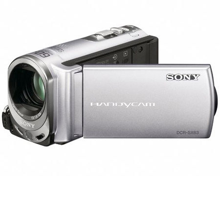 Sony DCR-SX63 "PAL" 16GB Flash Memory Handycam Camcorder, Carl Zeiss Vario-Tessar Lens, 60x Optical/2000x Digital Zoom Lens, 2.7" Touch Panel LCD - Silver image