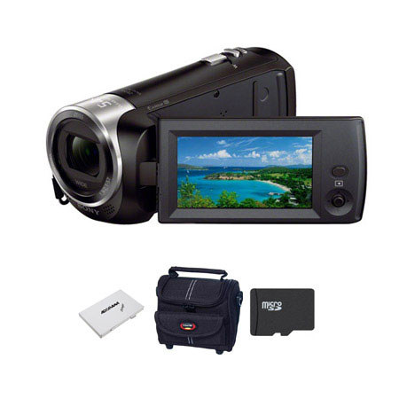 Sony HDR-CX240 Full HD Handycam Camcorder, Black - Bundle With Sandisk 8GB CLS10 UHS-1 Micro SDHC Card, Camcorder Case,