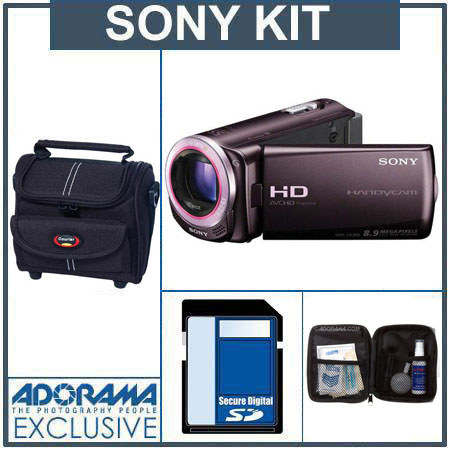 Sony HDR-CX260V HD 16GB Flash Memory Camcorder, Brown - Bundle - with 16GB SD Memory Card, Camcorder Case, Digital Lens Cleaning Kit