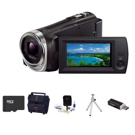 Sony HDR-CX330 Full HD Handycam Camcorder, - Bundle With 8GB Micro SDHC Card, Carrying Case, Cleaning Kit, Table Top Tripod, SD Card Reader