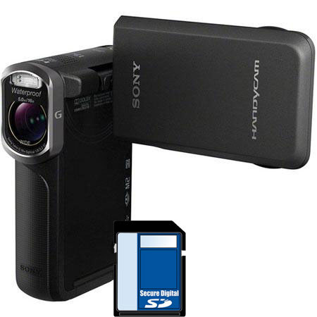 Sony HDR-GW77V Waterproof Full HD 16GB Flash Memory Camcorder, Black - Bundle - with Sony 16GB microSDHC Memory Flash Card