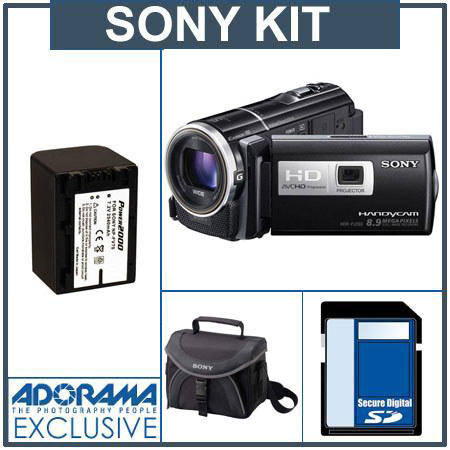 Sony HDR-PJ260V HD 16GB Flash Memory Camcorder with Projector, Black - Bundle - with Sony SDHC 16GB Class 10 Memory Card, Sony LCS-X20 Carrying Case, Power2000 