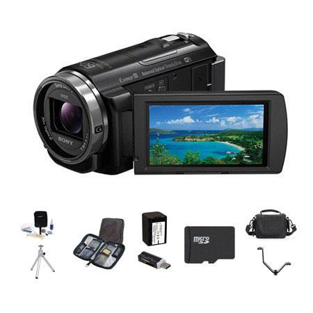 Sony HDR-PJ540 32GB Full HD Handycam Camcorder with Built-in Projector, - Bundle With LowePro Carrying Case, 32GB Class 10 Micro SDHC Memory Card, Spare NP-VF70 battery, Cleaning Kit, Table Top Tripod, Slinger Memory Case, USB Card Reader, Adorama V-brack