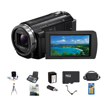 Sony HDR-PJ540 32GB Full HD Camcorder with B/IN Projector, - Bundle With LowePro Case, 32GB CL 10 Micro SDHC Card, Spare NP-VF70 Battery, New Leaf 3 Year (Drops & Spills) Warranty, Cleaning Kit, Sunpak Tripod, Slinger Memory Case, USB Card Reader, V-brack