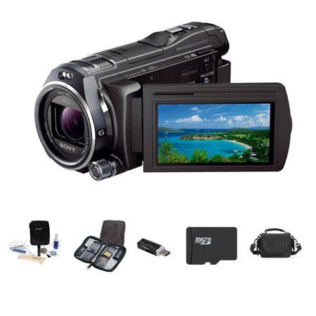 Sony HDR-PJ810 32GB Full HD Handycam Camcorder with Built-in Projector, - Bundle With LowePro Carrying Case, 32GB Class 10 Micro SDHC Memory Card, Cleaning Kit, Slinger Memory Case, USB Card Reader
