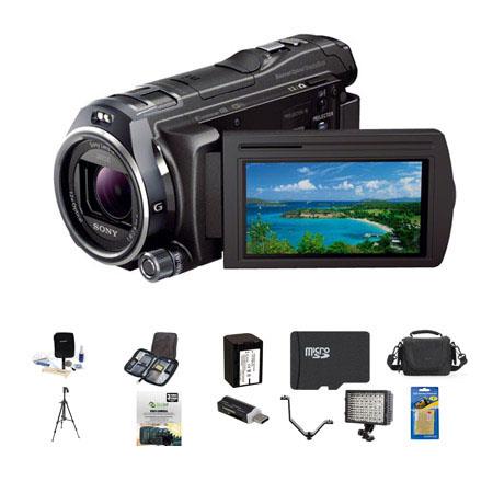 Sony HDR-PJ810 32GB Full HD Camcorder with B/I Projector - Bundle With LowePro Case, 32GB Class 10 SDHC Memory Card, Spare NP-FV70 Battery, New Leaf 3 Year (Drops & Spills) Warranty, Cleaning Kit, Slinger Memory Case, USB Card Reader, Sunpack Tripod, RA B