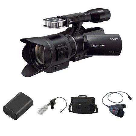 Sony NEX-VG30H Handycam Camcorder with 18-200 Lens - Bundle - with Spare NP-FV70 Battery, ECM-CG50 Shotgun Microphone, Camera Case, RMC-1AVR Zoom Controller