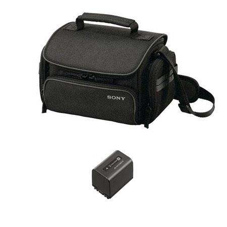 Sony Sony NP-FV100 Rechargeable Camcorder Battery Pack for V Series, 3900mAh - Bundle- with Sony LCS-X20 General Camcorder Nylon Shoulder Carrying Case for a Small System - Black