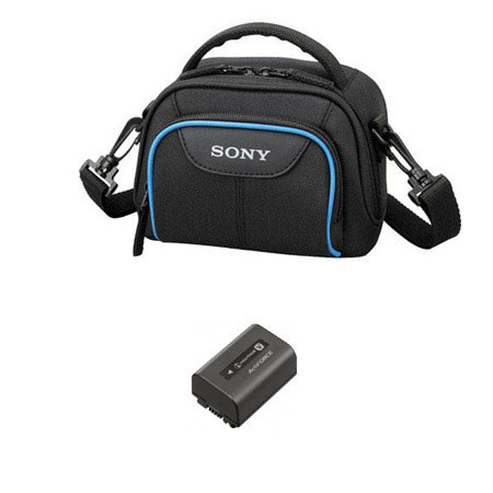 Sony NP-FV50 InfoLithium V Series Camcorder Rechargeable Battery Pack, 1030mAh - Bundle - with Sony LCS-VA15/B Nylon Soft Carrying Case for Various Camcorders -