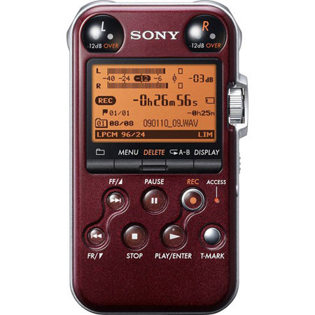 Sony PCM-M10/R Portable Linear PCM Recorder, 96 kHz/24-bit, 4GB Memory &amp; USB High-Speed Port, Glossy Red image