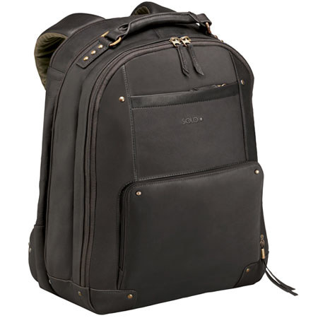 Solo VTA701-3 15.6" Leather Laptop Backpack, Espresso