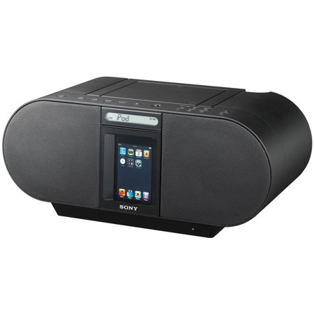 Sony ZS-S4iP CD Boombox with Dock for iPod and iPhone, Digital AM/FM Stereo Tuner, Universal Adapter, Mega Bass Sound System - Black