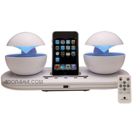 Speakal iCrystal Stereo iPod Docking Station with 2 Speakers - White image