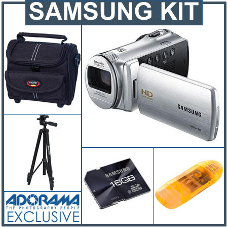 Samsung HMX-F80 Flash Memory Camcorder - Bundle - with 16GB Class 10 SDHC Card, VidPro Carrying Case, Aiptek Aluminum Tripod, USB 2.0 Card Reader