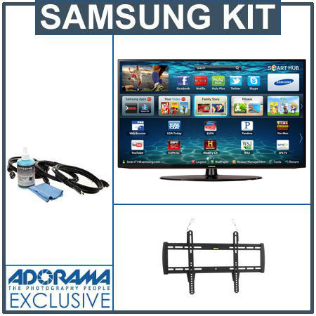 Samsung 46" Class 1080p LED HDTV, Wi-Fi Built-in - Bundle - with Xtreme Cable HDMI 3D HDTV Hook Up Kit and Flashpoint Flat Panel Display TV Wall Mount