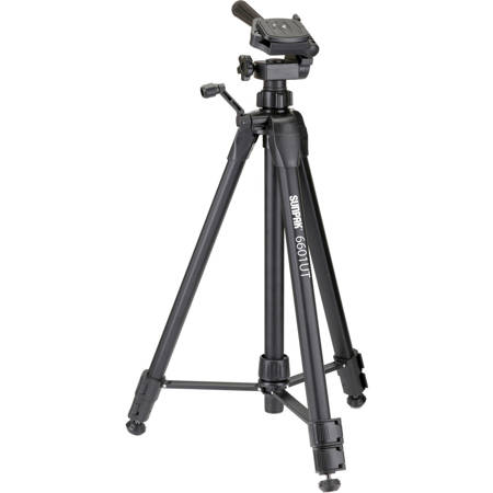 Sunpak 6601UT Video/Photo Tripod with 3-Way Fluid Effect Head &amp; Quick Release, Extends to 58.3", Supports 4.4 lbs, Champagne Finish image