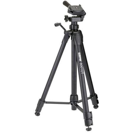 Sunpak 8001UT Video/Photo Tripod with 3-Way Fluid Effect Head &amp; Quick Release, Extends to 60.2", Supports 6.6 lbs, Champagne Finish image