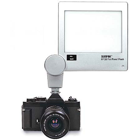 Sunpak FP-38 E-Flash, On-camera Flat-Light Kit with Mounting Bracket and Built in Slave, Guide Number 38 at ISO 100 Feet image