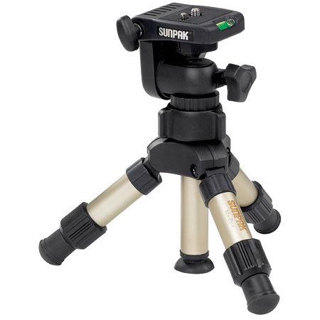 Sunpak Mini-Plus Table Tripod with 3-Way Pan Head - Champagne Finish (extends to 12&quot;) image