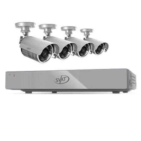 SVAT Electronics 8 Channel Smart Security DVR 4 Outdoor 75' Night Vision Security Cameras with IR Cut Filter 500GB HDD, PC & Mac Compatible