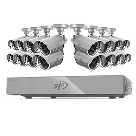 SVAT Electronics 16Ch H.264 500GB Smart Security DVR with 16 Hi-Res Outdoor Surveillance Cameras, 75' Night Vision