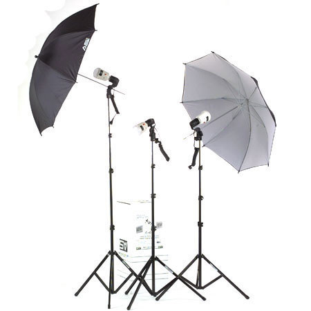 Smith Victor KF3U 3 Light, AC Slave / Master Flash, Thrifty Umbrella Flash Kit image