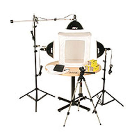 Smith Victor KLB-3, Three Light 1500 Total watt Photoflood Light Box Kit with 28" Shooting Tent. image