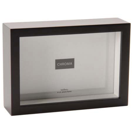 Swing Chroma, Wood Shadow Box Picture Frame for a 4" x 6" Photograph, Color: Walnut with Black Interior image