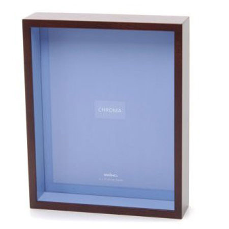 Swing 8&quot; x 10&quot; Walnut Shadow Box Picture Frame with Chroma Sail Blue Interior. image