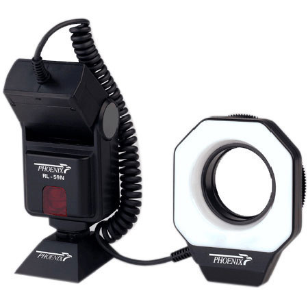 Phoenix RL-59N Automatic TTL Ringlight Flash for Nikon AF, with 49mm, 52mm &amp; 58mm Adapter Rings, Guide Number of 59 at ISO 100 feet image