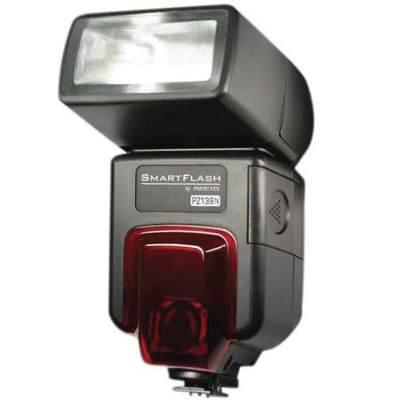 Phoenix Digital SmartFlash PZ139 Power Zoom, Bounce Shoe Mount iTTL Flash for Nikon SLR's, Guide Number 139 image