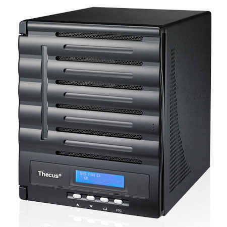 Thecus N5550 NAS Server, Intel Atom Processor, 2GB DDR3 RAM, USB 3.0 Interface, HDMI Output, 1GB SATA DOM