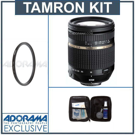 Tamron 18 - 270mm f/3.5-f/6.3 DI-II B.I.M. (Built-in Motor) VC (Vibration Compensation) LD Aspherical (IF) AF Zoom with Macro, for Nikon Digital SLRs - U. S. A. Warranty Kit, with Tiffen 72mm UV Wide Angle Filter, Professional Lens Cleaning Kit image