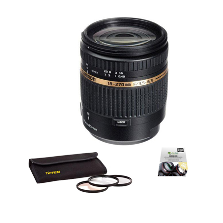 Tamron 18-270mm F/3.5-6.3 DI-II VC PZD Piezo Drive Ultrasonic Motor Aspherical (IF) AF Zoom, for Sony Digital SLRs - Bundle - with New Leaf 3 Yaer (Drops & Spills) Warranty, Tiffen 62MM Photo Essentials Kit (UV/CP/812)