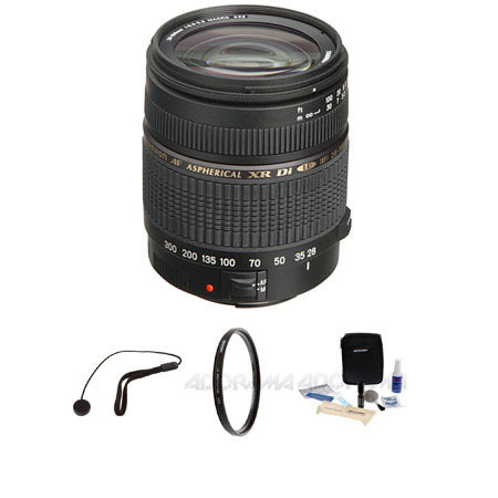 Tamron AF 28-300mm f/3.5-6.3 XR Di Aspherical (IF) AF Zoom Lens Kit, for Canon EOS U.S.A. Warranty, with Tiffen 62mm UV Filter, Lens Cap Leash, Professional Len