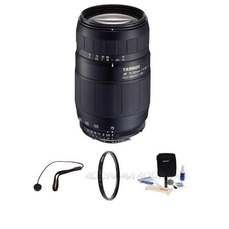 Tamron 75-300mm f/4-5.6 LD AF Macro AF Zoom Lens with Hood for Canon EOS - with 6 Year USA Warranty, Tiffen 62mm UV Filter, Lens Cap Leash, Professional Lens Cleaning Kit image