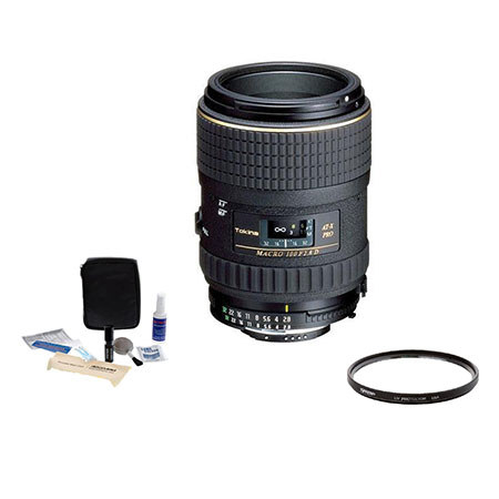 Tokina AT-X 100mm f/2.8 PRO D Macro Lens Kit, for Nikon AF with Tiffen 55mm UV Filter, Professional Lens Cleaning Kit image