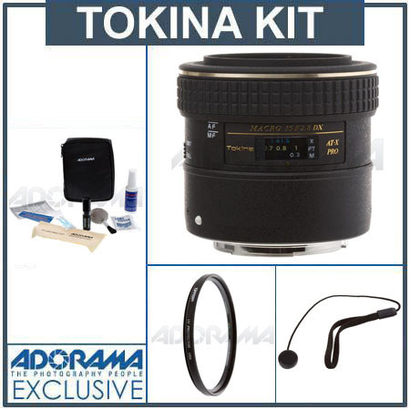 Tokina AT-X 35mm f/2.8 PRO DX Macro Lens Kit, for Canon EOS Digital Cameras with Tiffen 52mm UV Filter, Lens Cap Leash, Digital Camera &amp; Lens Cleaning Kit image