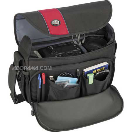 Tamrac 3446 Rally 6 Camera Bag for DSLR with 6 inch Lens Attached, Extra Lens and Flash, Black/Red image