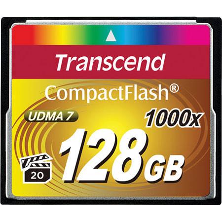 Transcend 128GB Ultimate 1000x CompactFlash Memory Card for DSLR Cameras/Camcorders, 160/120 MB/s Read/Write Speed, UDMA 7