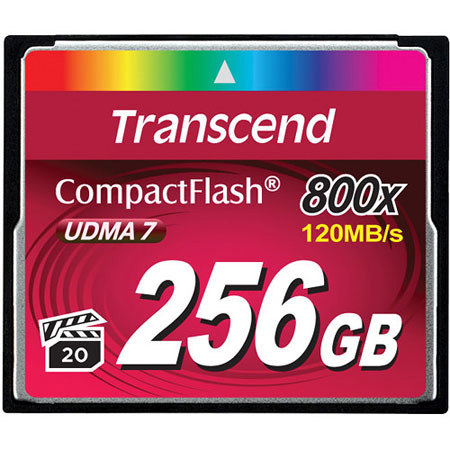 Transcend 256GB Premium 800x CompactFlash Memory Card for DSLR Cameras/Camcorders, 120/60 MB/s Read/Write Speed, UDMA 7