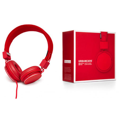 Urbanears Plattan Plus Folding Classic Full Size On-Ear Stereo Headphones with volume control for Apple iPod/iPhone/iPad, Red