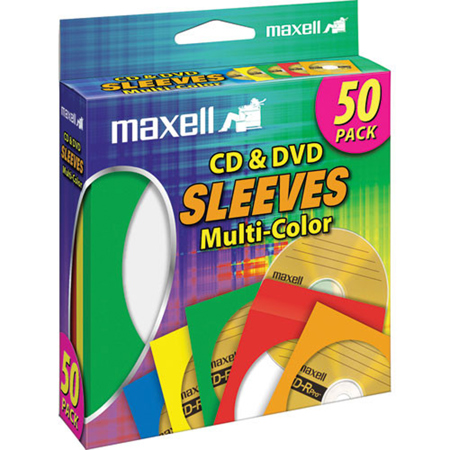 Maxell CD & DVD Sleeves Muti-Color 50-Pack