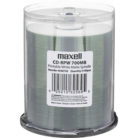 UPC 025215625695 product image for Maxell 700MB CD-R Write Once White Inkjet Printable Recordable Compact Disc, 100 | upcitemdb.com