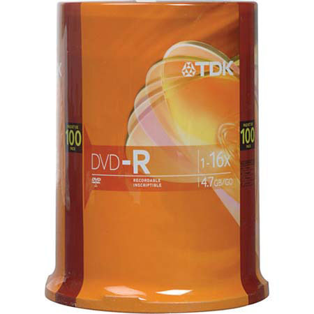 UPC 020356485207 product image for TDK DVD-R, 16x Recordable Media, 100 Pack on a Spindle. | upcitemdb.com